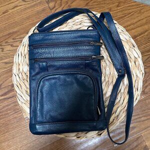 Navy Leather Crossbody